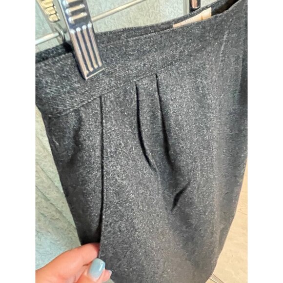 Vintage 80s Liz Claiborne Straight Gray Wool Blend Pleated Skirt with Pockets - Picture 3 of 10